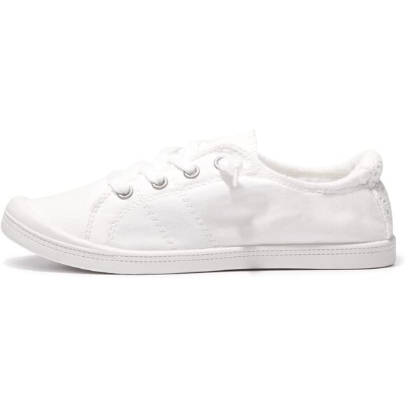 Beneker Size 7 Sneakers Womens White Canvas Low Top Round Toe Adjustable Pull-On - Picture 5 of 12